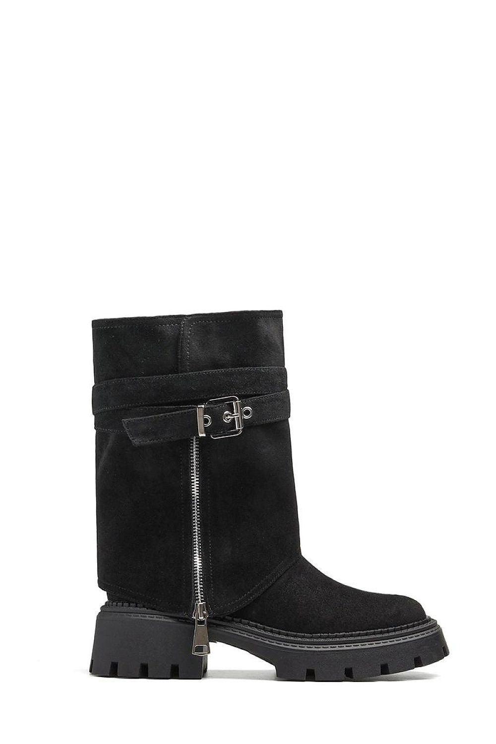 Elegant Solea Edna stiletto ankle boots with decorative zipper, crafted from high-quality black suede, combining comfort with chic sophistication for modern women.