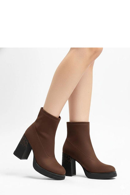Elegant Delora Panther Print Stiletto Ankle Boots by Solea featuring a sleek imitation leather suede finish, perfect for stylish women looking for comfort and sophistication.