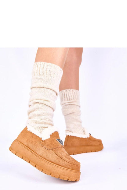 Luxury dark beige fur-lined women's moccasins on Kirby platform by Solea, showcasing elegant design and premium materials for comfort in every step.