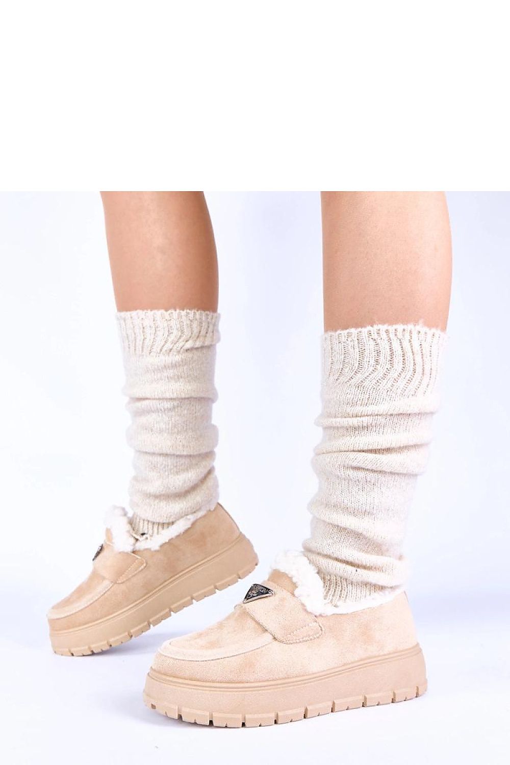 Luxury dark beige fur-lined women's moccasins by Solea on Kirby platform, showcasing elegant minimalist design for stylish comfort.