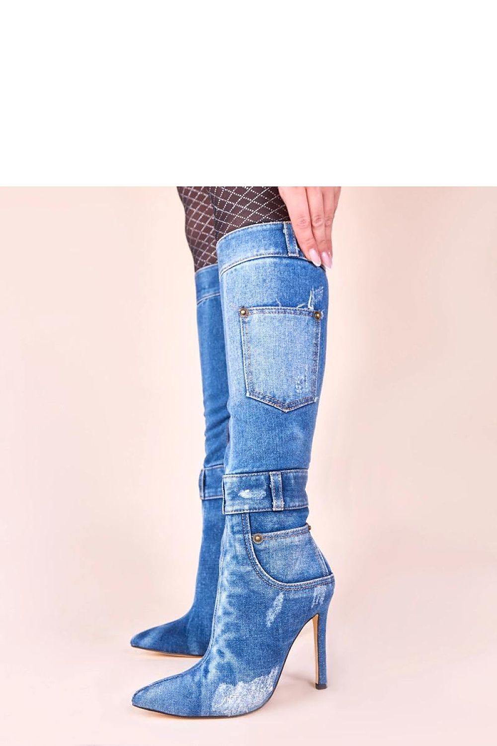 Chic Solea denim high-heeled boots with a modern aesthetic and superior quality, ideal for fashion-forward individuals.