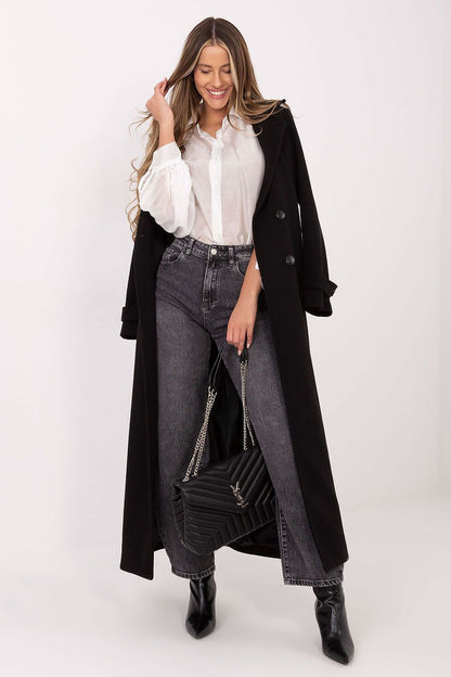 Full view of the elegant long sleeve women's Tencel shirt by Factory Price, highlighted by a formal yet modern aesthetic suitable for both work and casual events.