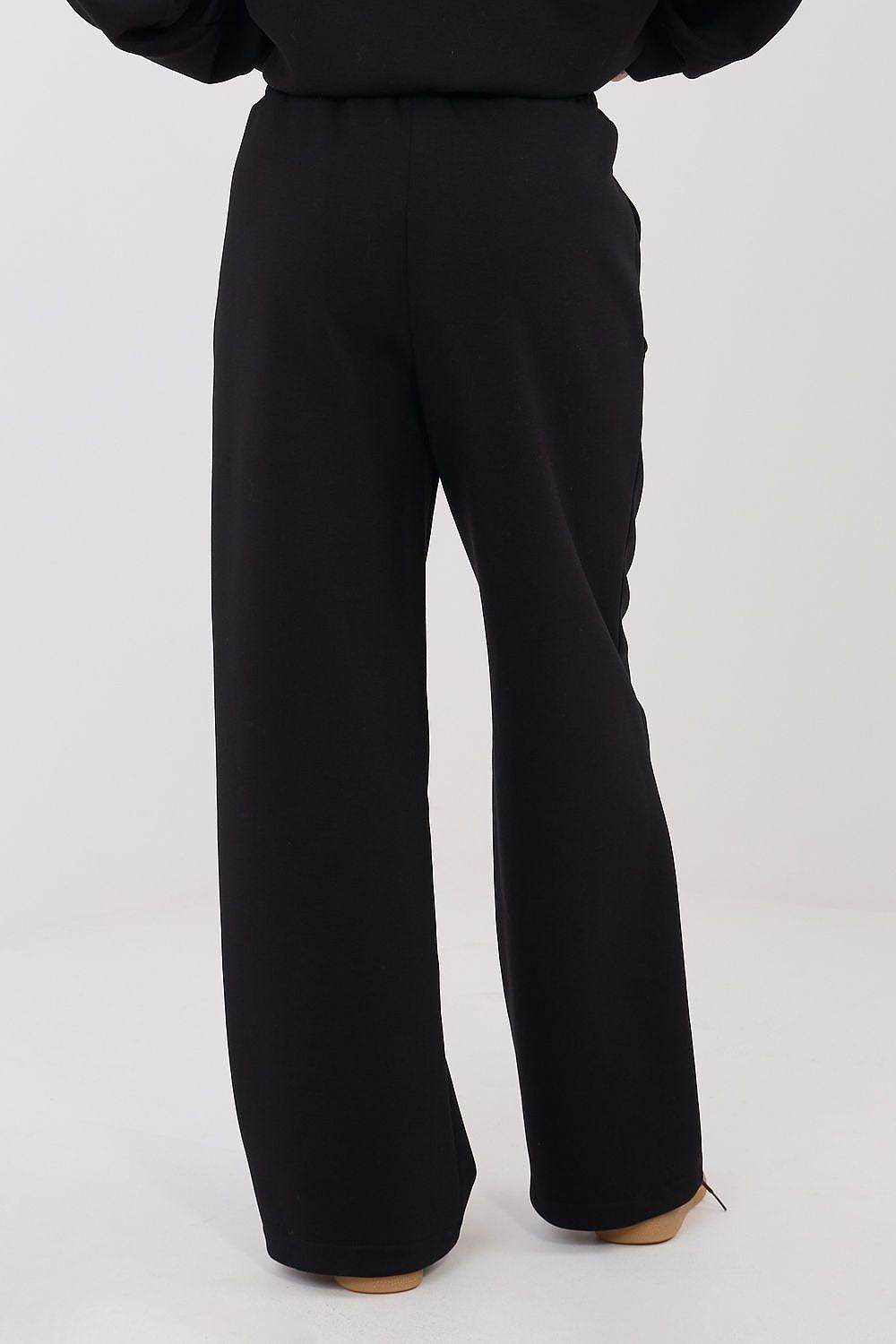 Elegant high-waisted wide leg sweatpants by Factory Price, featuring soft polyester-elastane blend, designed for urban casual chic with side pockets.