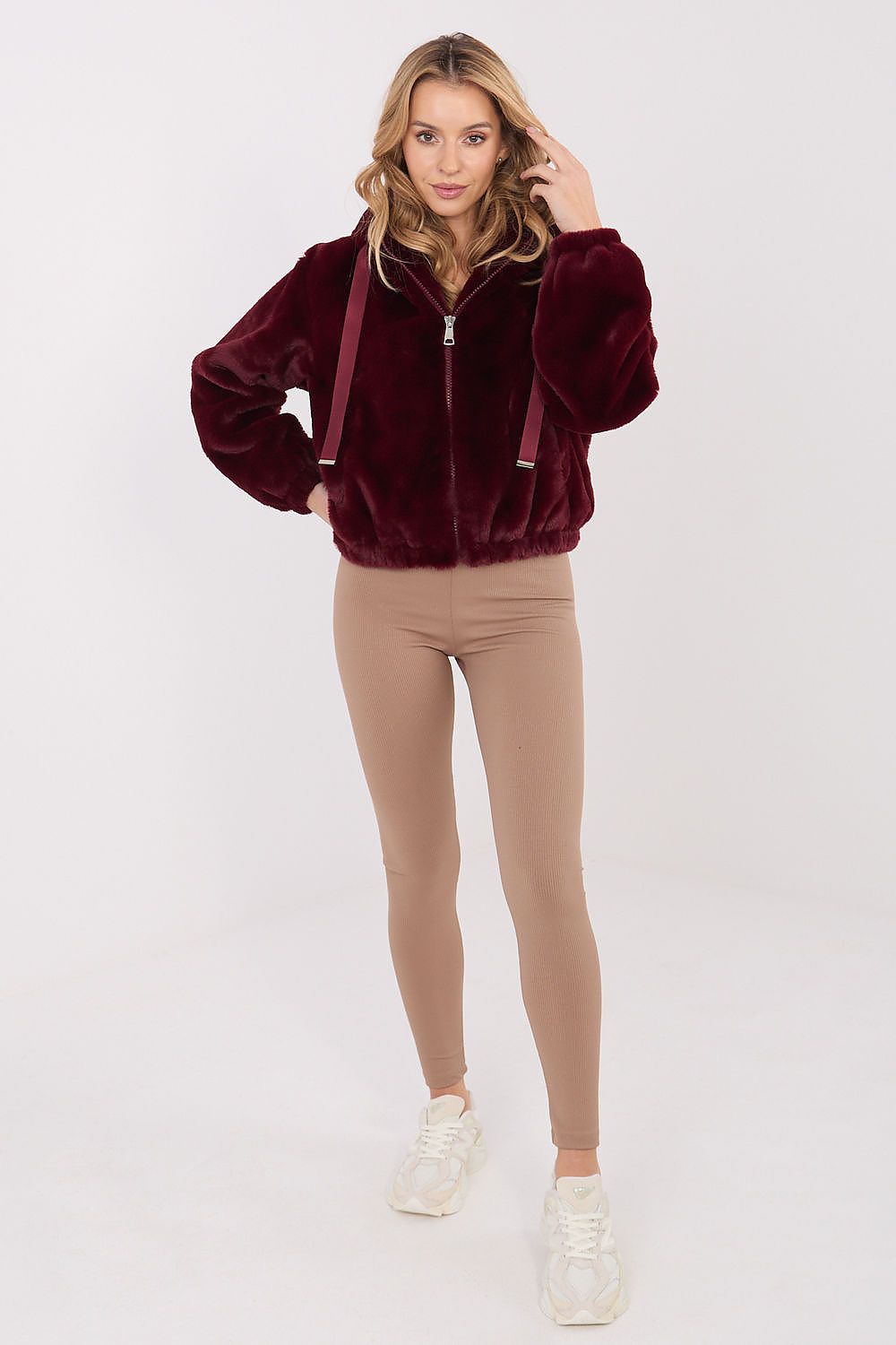 Luxury comfortable women's fur jacket, size EU 0, with slip pockets and zipper closure, designed by Factory Price for a chic autumn-winter outfit.