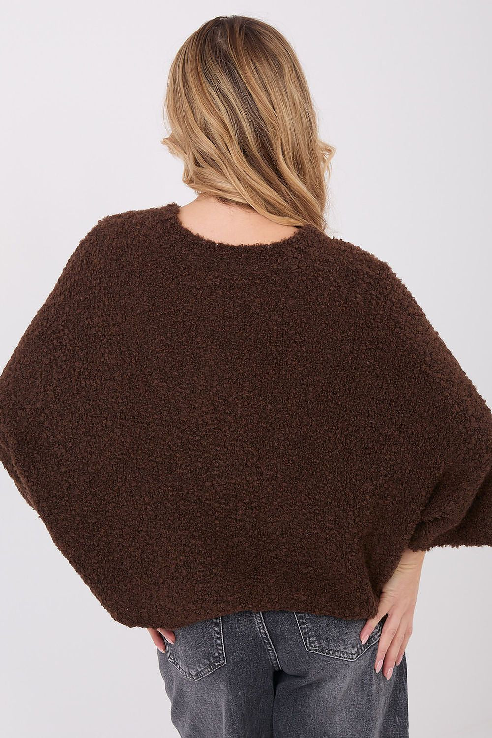 Chic and comfortable boucle sweater with a fluffy texture, offering timeless fashion for everyday wear, by Factory Price.