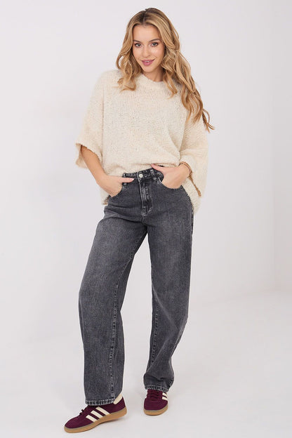 Casual look featuring a women's boucle sweater, soft acrylic blend, size EU 0, designed by Factory Price, perfect for layering.