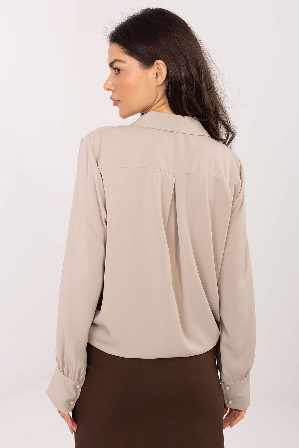 Factory Price's elegant women's shirt featuring long sleeves, puff details, and a jabot, made from high-quality polyester in EU size 0.