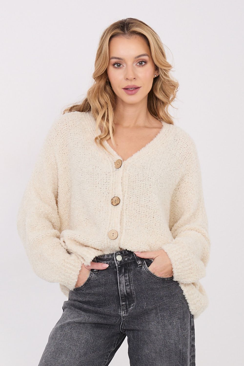 Chic women's cardigan sweater with elegant detailing, designed with comfort and style in mind, perfect for versatile wear by Factory Price.