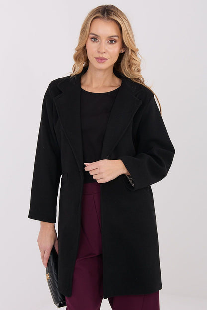 Elegant Women's Transitional Coat by Italy Moda, featuring a classic lapel design, perfect for autumn, winter, and spring wear.