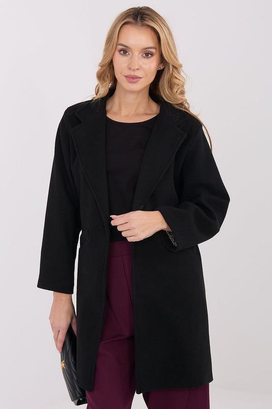Elegant Women's Transitional Coat by Italy Moda, featuring a classic lapel design, perfect for autumn, winter, and spring wear.