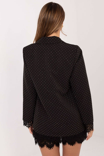 Stylish tailored Women's Blazer from Italy Moda with sophisticated lace accents and structured silhouette.
