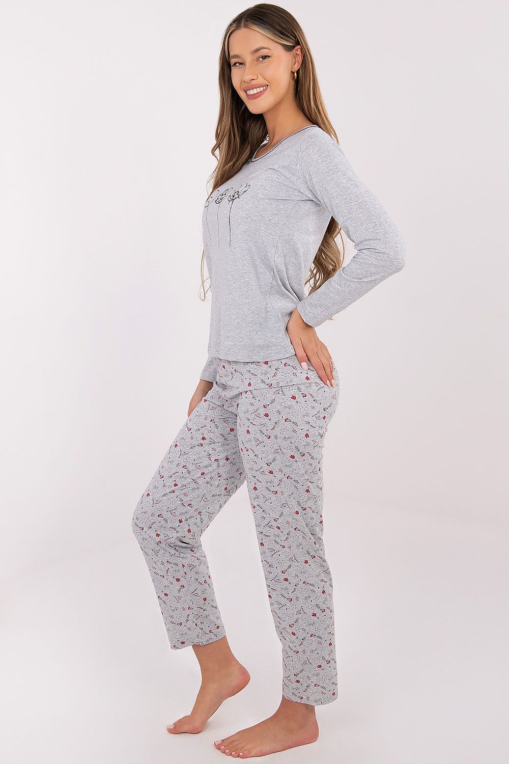Luxurious pink cotton women's pyjama set by Forever Pink, featuring a stylish long-sleeved blouse and matching pants for ultimate comfort and elegance.