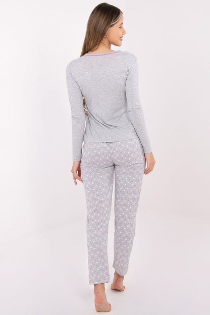 Stylish long-sleeved blouse from Forever Pink's luxury pink cotton pajama set, designed for comfort and relaxation with a delicate round neckline.