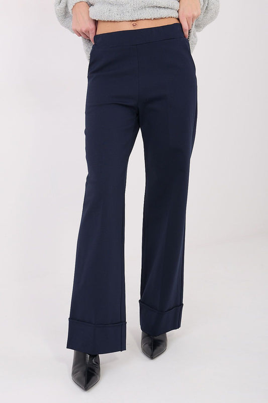 Elegant high waist women's wide leg trousers by Rue Paris, showcasing a luxurious design with a smooth pattern for versatile styling.