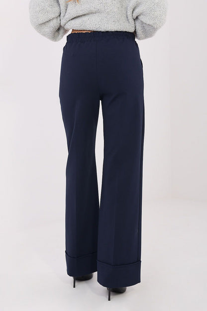 Sophisticated wide leg trousers for women by Rue Paris, crafted from a soft blend of viscose, nylon, and elastane, ideal for everyday elegance.