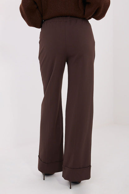 Elegant high-waisted women's wide leg trousers by Rue Paris, showcasing a timeless smooth pattern and contemporary design, perfect for stylish everyday wear.