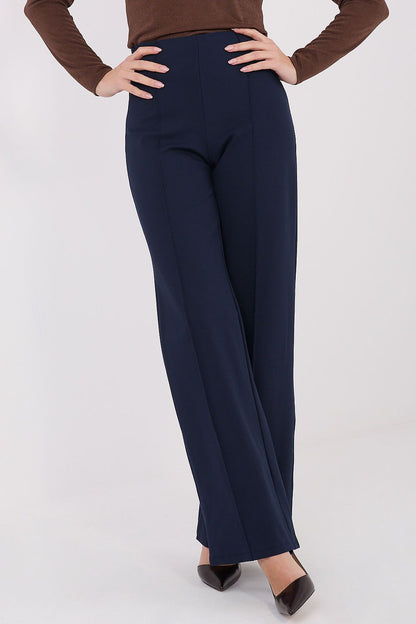 Elegant wide leg trousers for women by Rue Paris showcasing a high waist design, made from a soft blend of viscose, elastane, and nylon, perfect for luxurious everyday and office wear.