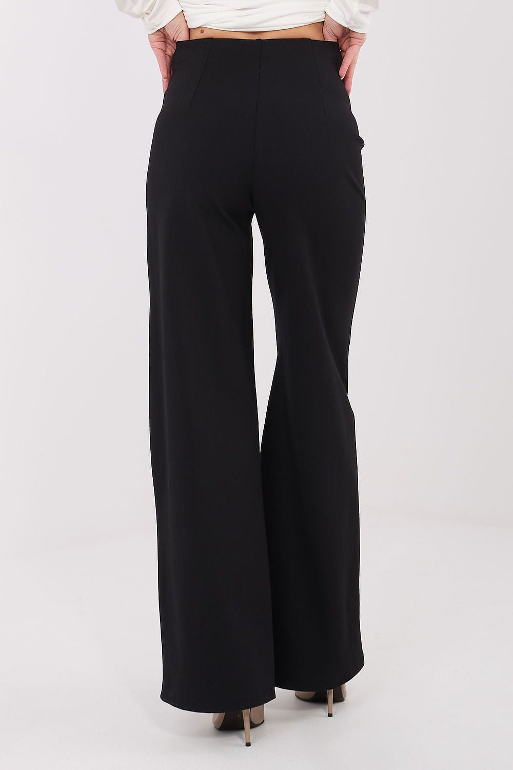 Elegant wide leg trousers for women by Rue Paris, showcasing a high waist design, soft fabric blend, and modern silhouette, perfect for office and casual wear.