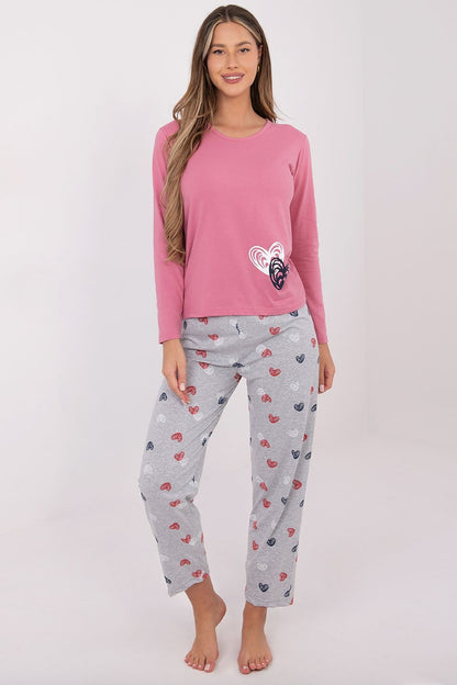Forever Pink Luxury Pajama Set for women, beautifully styled with a heart print, ideal as a luxury gift or for everyday lounging.
