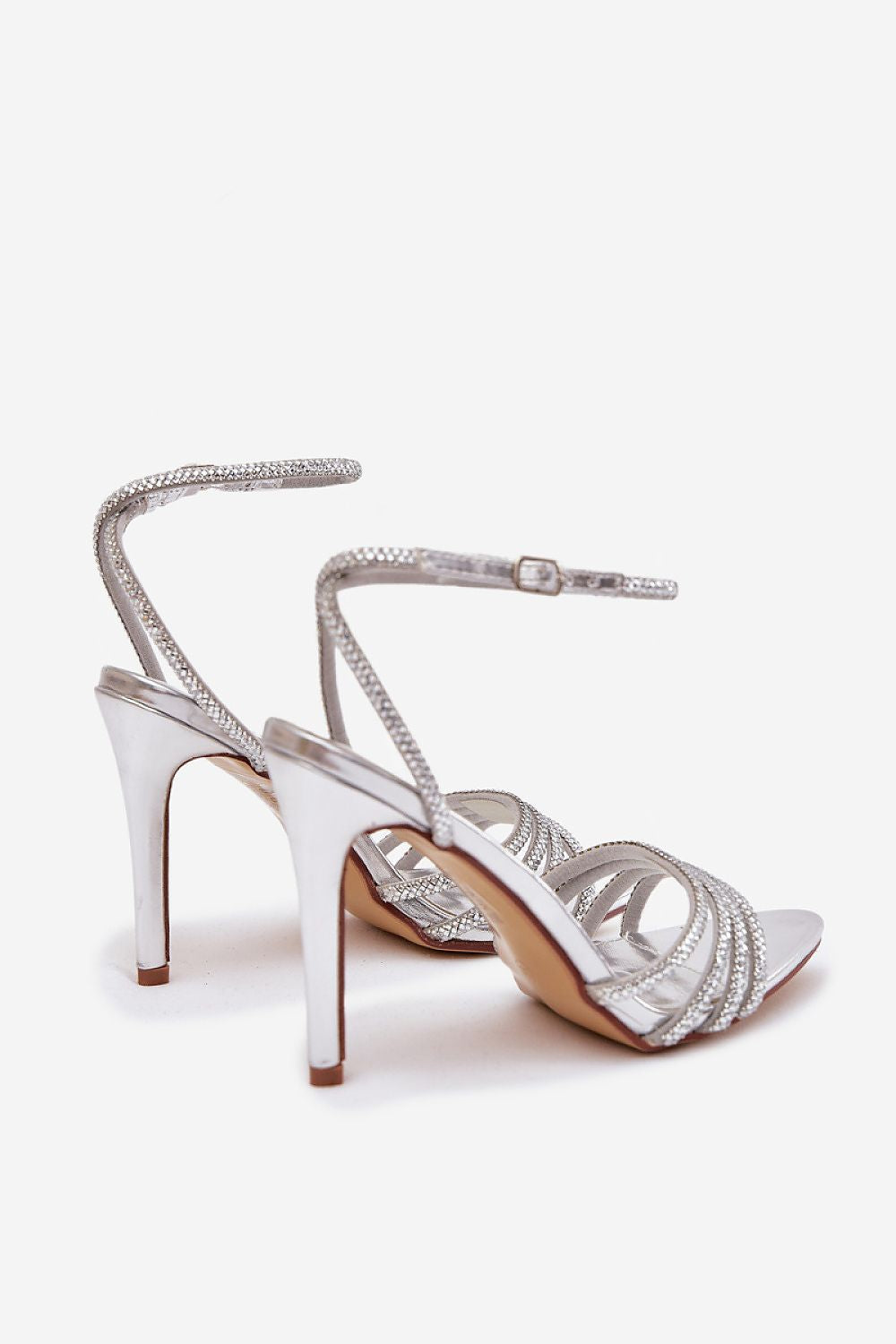 Chic women's eco-leather sandals with exquisite crystal details and a graceful heel, combining comfort and luxury by Step in Style.