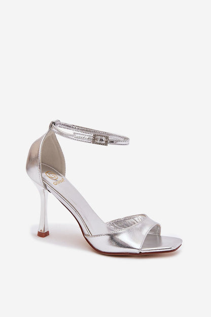 Elegant women's eco-leather heel sandals by Step in Style featuring a 9.5 cm slim heel and an adjustable ankle strap, perfect for chic outings.
