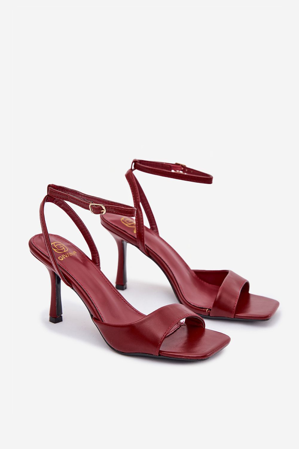 Close-up of Step in Style's women's slim heel sandals, featuring a delicate ankle strap for support and style.