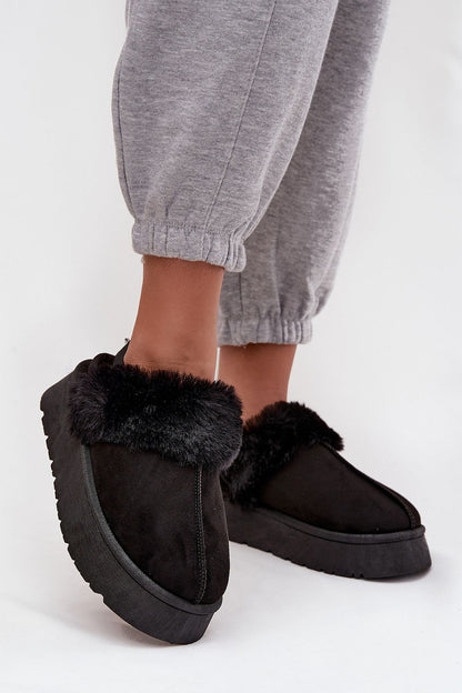 Luxurious eco suede women's slippers with fur lining by Step in Style, featuring a comfortable platform design suitable for sizes EU 36-41, perfect for warmth and elegance at home or outdoors.
