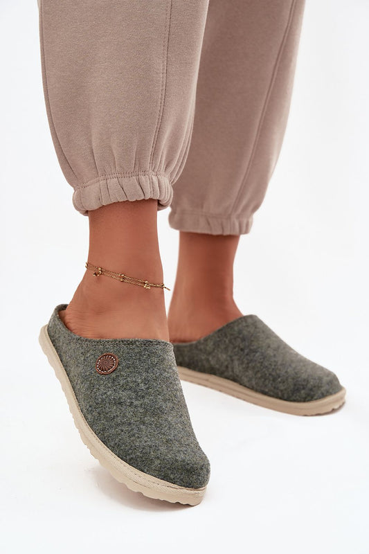 Inblu Women's Felt Slippers with Suede Leather Footbed displayed elegantly, showcasing the luxurious craftsmanship and anatomically profiled comfort ideal for home wear, designed by Step in Style.