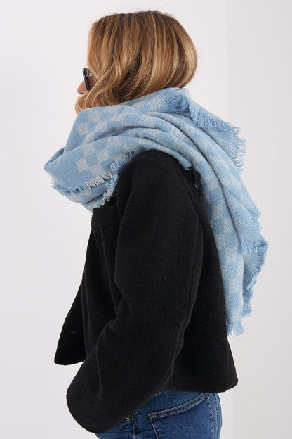 Elegant oversized shawl by AT, featuring a modern geometric pattern in a soft viscose-wool blend, perfect for stylish layering.