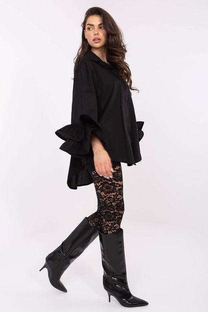 Italy Moda's elegant long sleeve cotton shirt displayed on a hanger, illustrating its classic collar and button fastening for a sophisticated look.