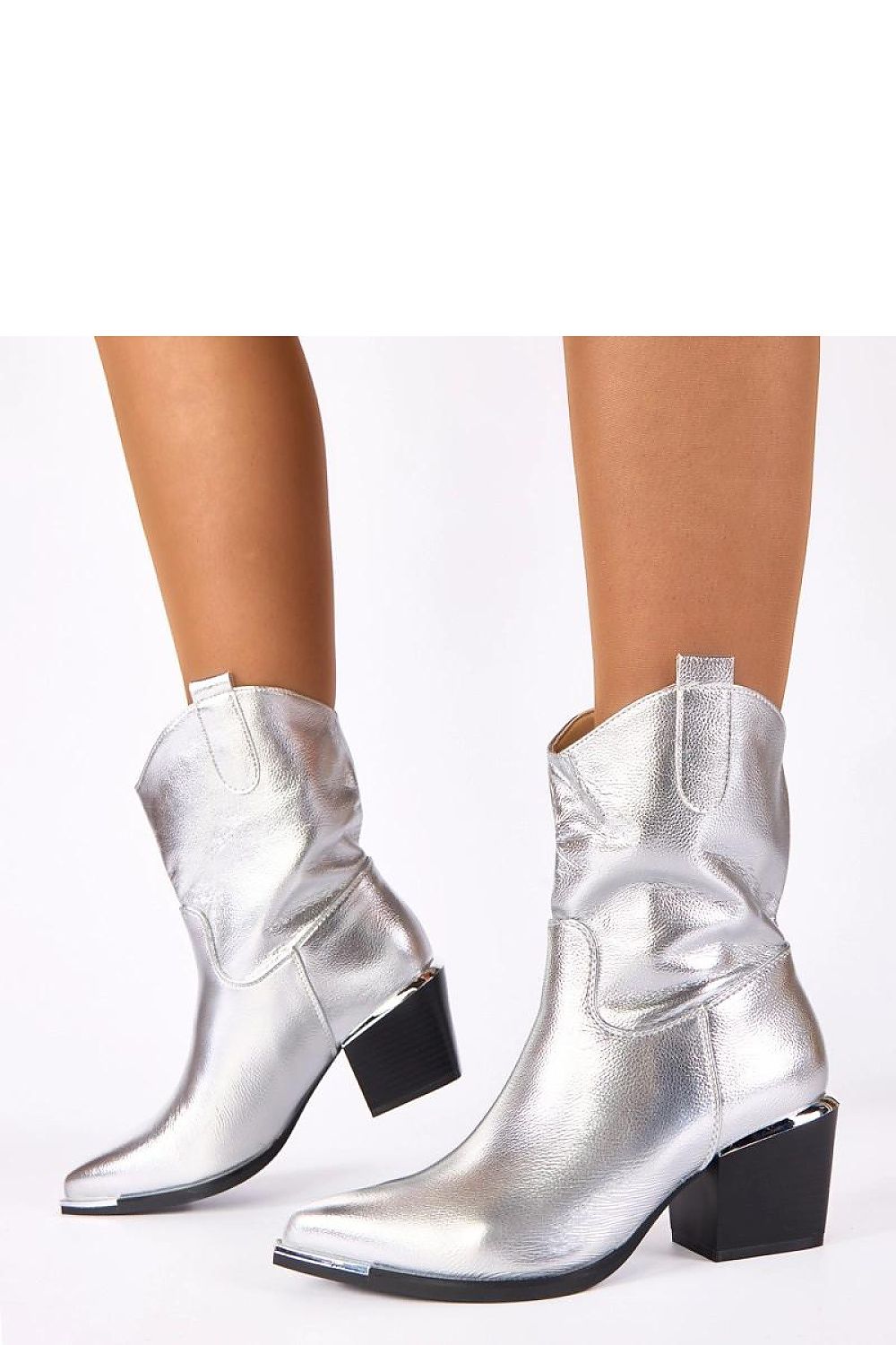 Elegant Solea Silver Cowboy Ankle Boots for Women, blending traditional cowboy design with modern luxury, ideal for casual and formal wear.