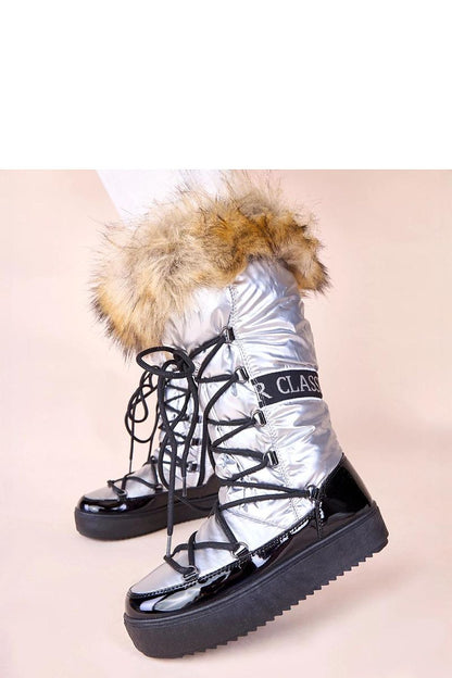 Solea women's luxury silver Eskimo snow boots with fur, perfect for winter elegance and comfort, showcasing modern design and traditional craftsmanship.