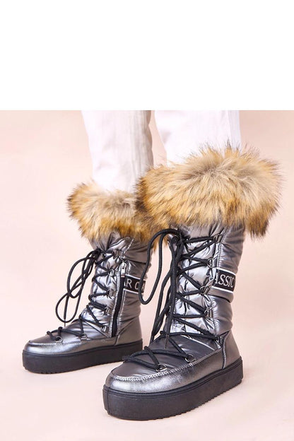 Solea luxury silver Eskimo snow boots with fur, perfect for winter fashion. Women's stylish footwear from Gemre, EU sizes 36-41.