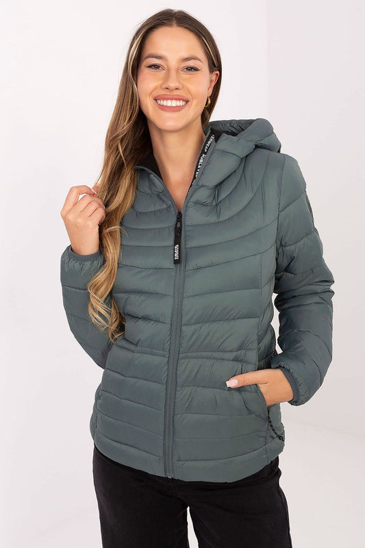 Luxurious women's quilted transitional jacket with hood from Sublevel, perfect for casual styling in transitional seasons.