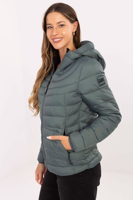 Close-up of Sublevel's lightweight and stylish women's quilted transitional jacket, highlighting the high-quality polyamide fabric.