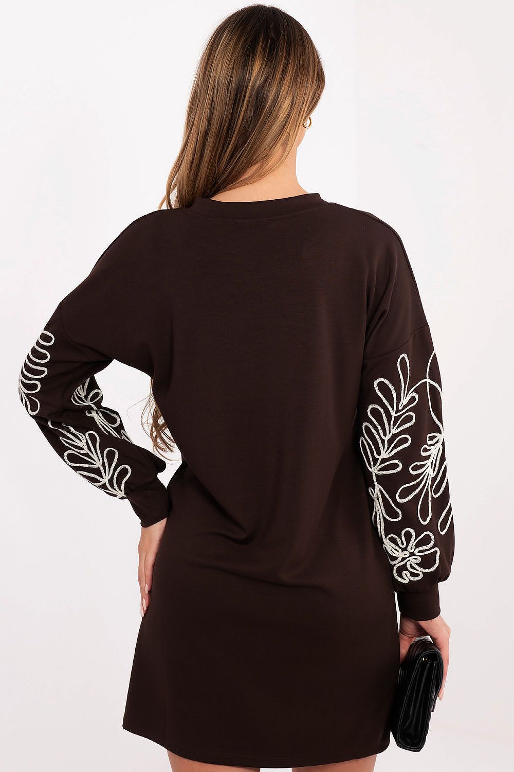 Elegant casual daydress by Rue Paris featuring embroidered sleeves, designed for ultimate comfort and feminine style.