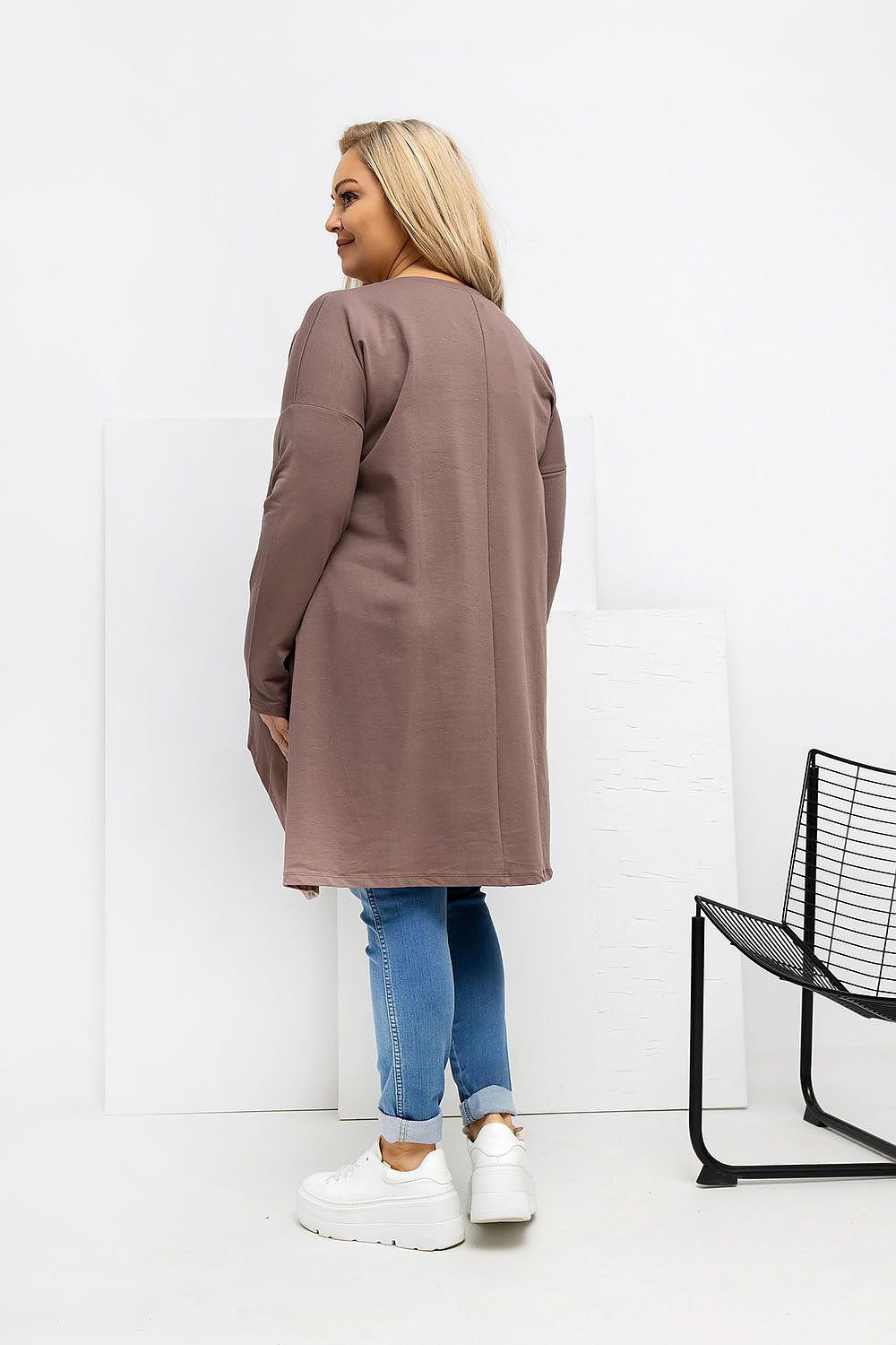 Practical pockets of the Luxury Plus Size Asymmetrical Tunic Dress by Relevance, blending luxury and convenience seamlessly.