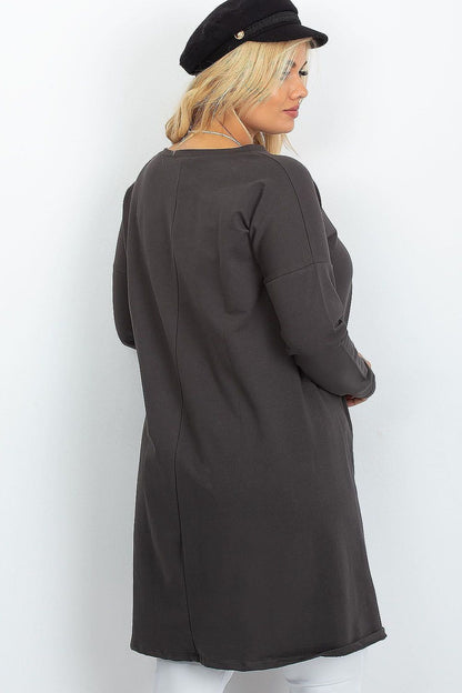 Luxury plus size asymmetrical tunic dress with pockets by Relevance, showcasing a comfortable fit and stylish design, perfect for modern women.