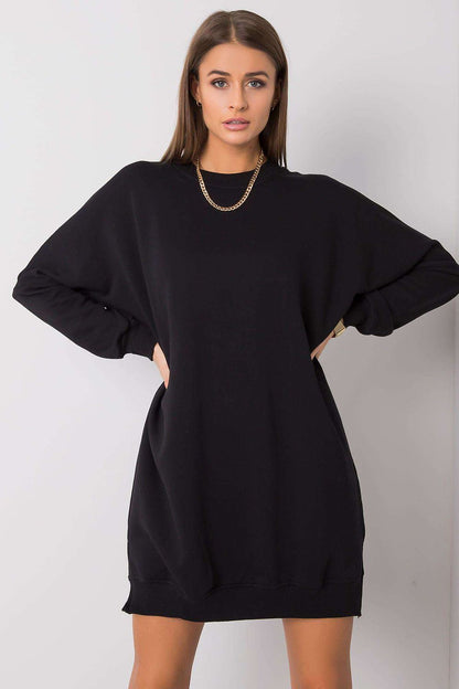 Elegant cotton spandex daydress by Relevance, featuring a minimalist design, round neckline, and long sleeves, perfect for casual chic outfits.