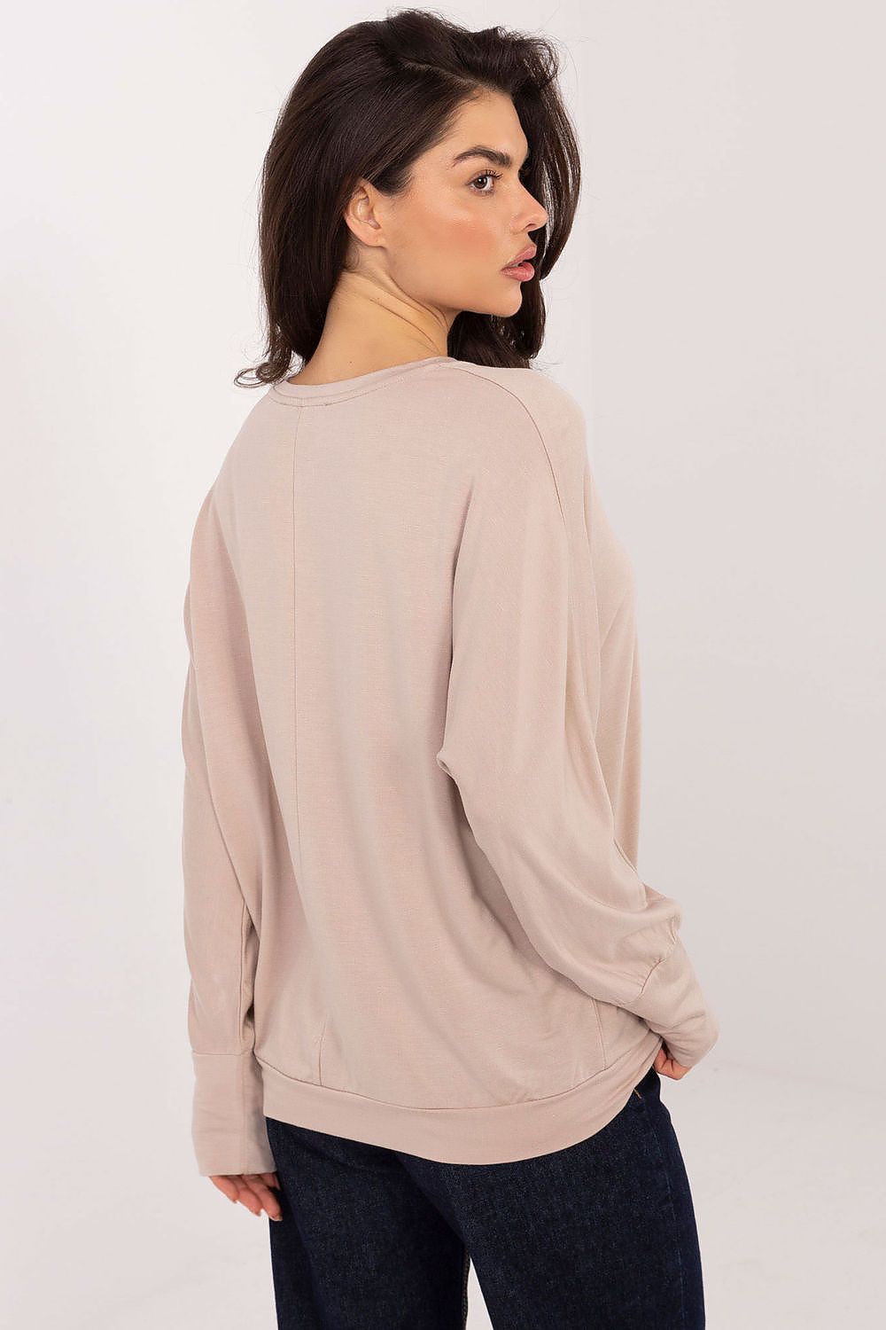Luxury casual blouse for women by Relevance, crafted from soft micro modal fabric with elegant round neck and long sleeves, perfect for sophisticated everyday wear.
