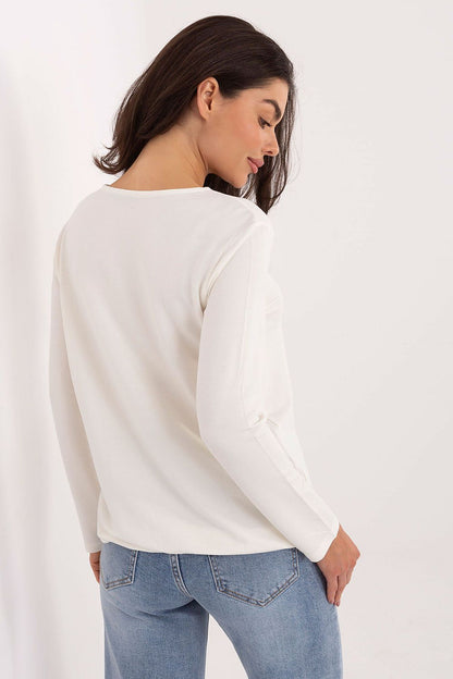 Elegant Classic Comfort Blouse by Relevance, showcasing its luxurious soft micro modal and spandex blend, featuring long sleeves and a chic round neckline, perfect for casual styling.