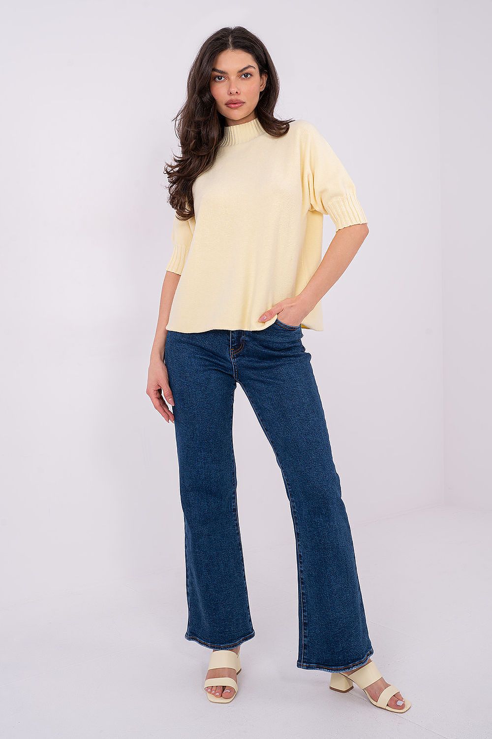 Italy Moda Women's Sweater showcasing minimalist design and flattering silhouette, ideal for everyday wear or office attire.