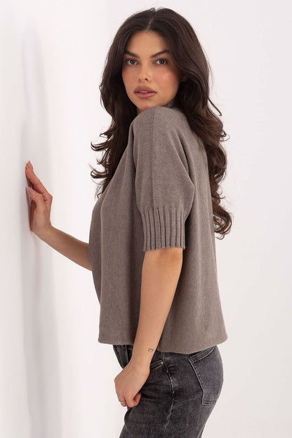 Trendy Women's Short Sleeve Sweater in a soft blend by Italy Moda, offering timeless style and versatility for a sophisticated wardrobe.