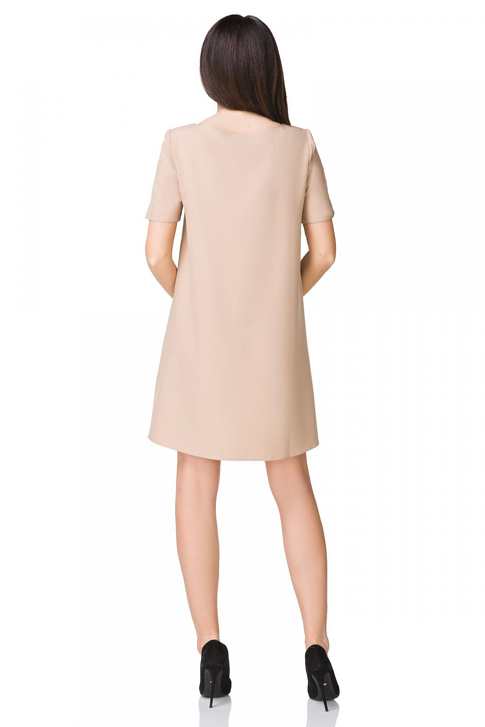 Elegant Tessita Cocktail Dress draped elegantly, featuring its gentle rounded hem that adds grace to summer celebrations.