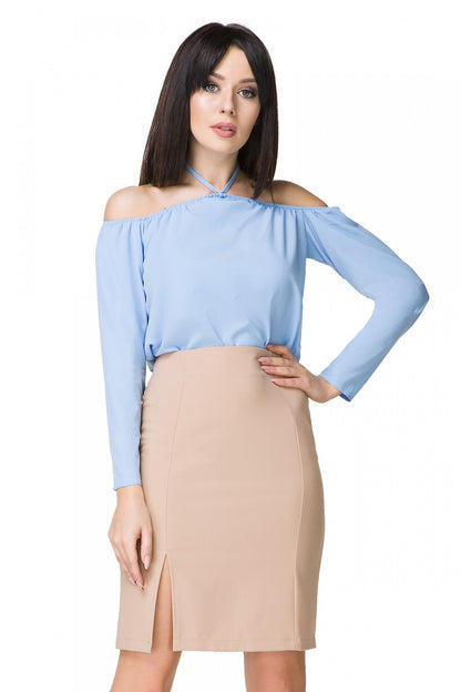 Chic Elegant Tessita Blouse with a flattering neck tie and unique pleated details, perfect for all occasions.