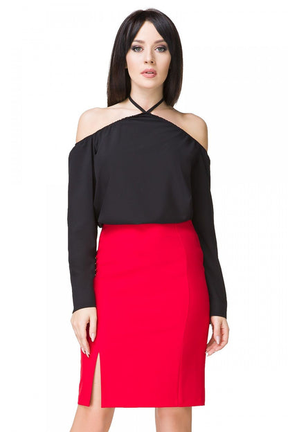 Back view of the Elegant Tessita Blouse highlighting the elegant 7/8 sleeves and pleated detail - exquisite design by Tessita.