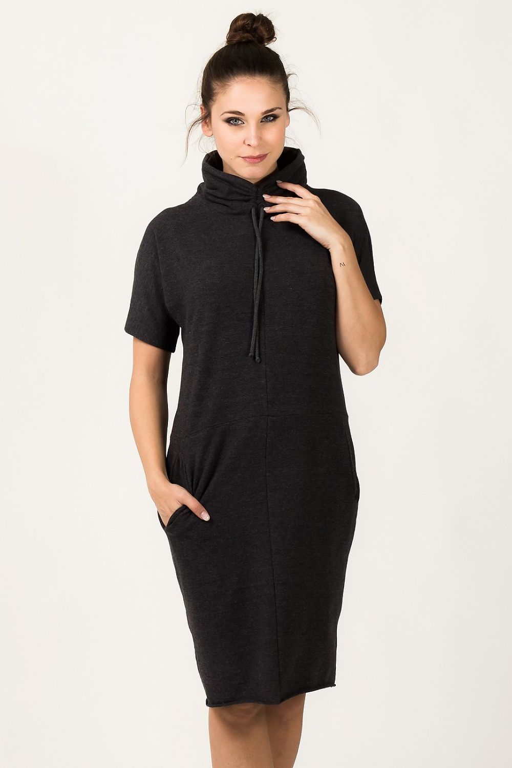 Stylish Tessita Luxury Knit Turtleneck Daydress with Pockets, designed for comfort and elegance, available in sizes S-XXXL.