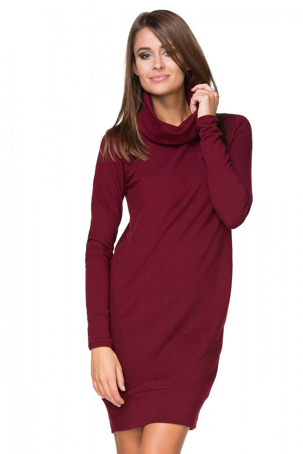 Tessita luxury cotton-blend knitted daydress featuring a sophisticated double turtleneck and elegant ribbed hem, perfect for stylish daytime wear.