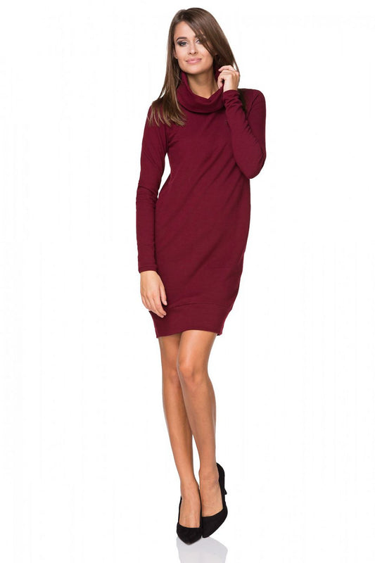 Tessita luxury cotton-blend knitted daydress featuring a double turtleneck and ribbed hem, elegantly styled for chic daytime wear.