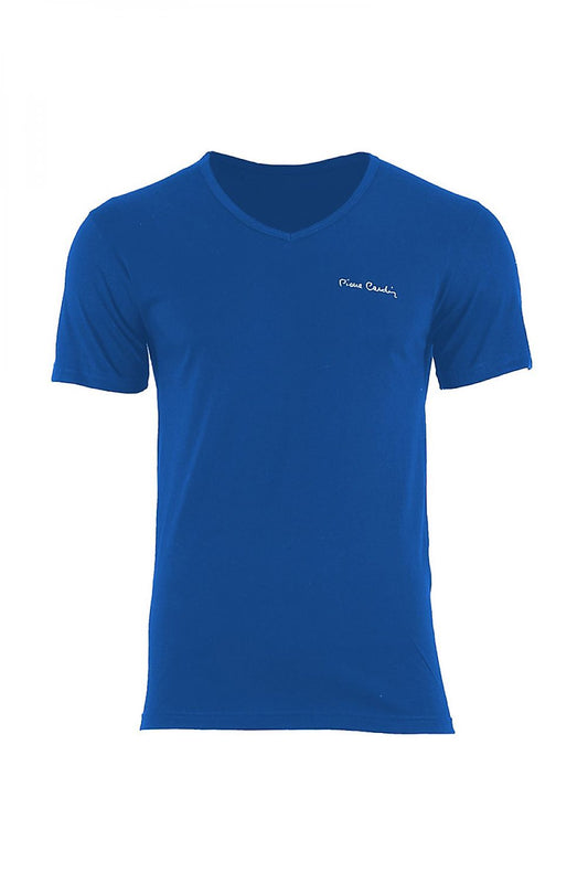Pierre Cardin Men's Premium 100% Cotton T-Shirt featuring a sophisticated V neckline, crafted from soft, high-quality fabric, showcasing the brand's hologram authenticity for luxury style.